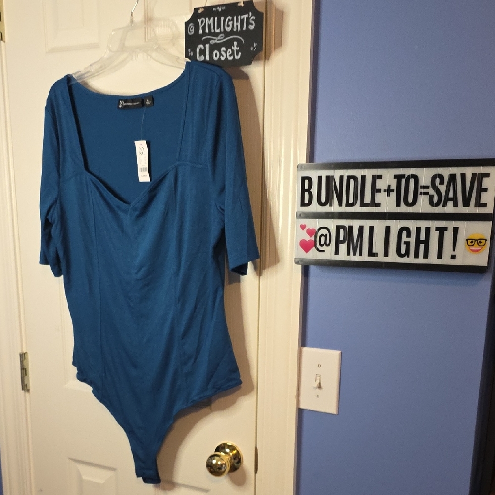 New York & Company Blue Women's Top XL Bodysuit